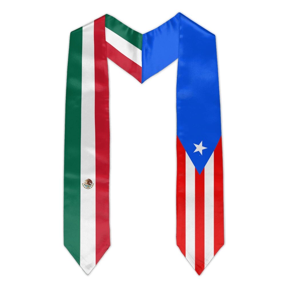 7802 Mexico Puerto Rico Flag Graduation Stole Graduation Sash Scarf
